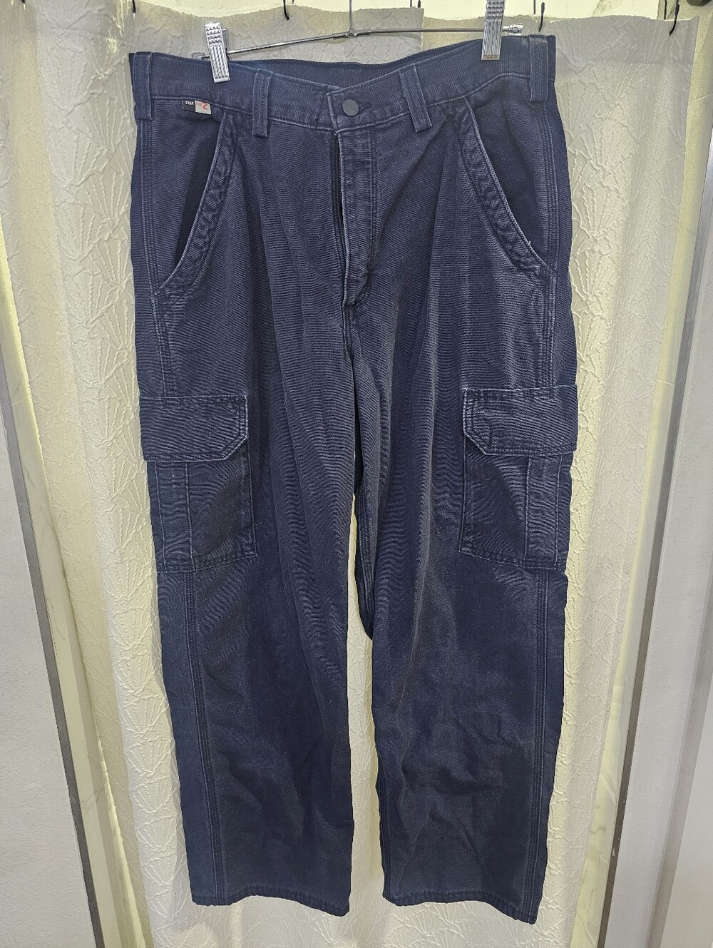 Men's Size 33 x30 Blue Flame Resistant Carhartt Work Wear Cargo Pants FRB240-DNY